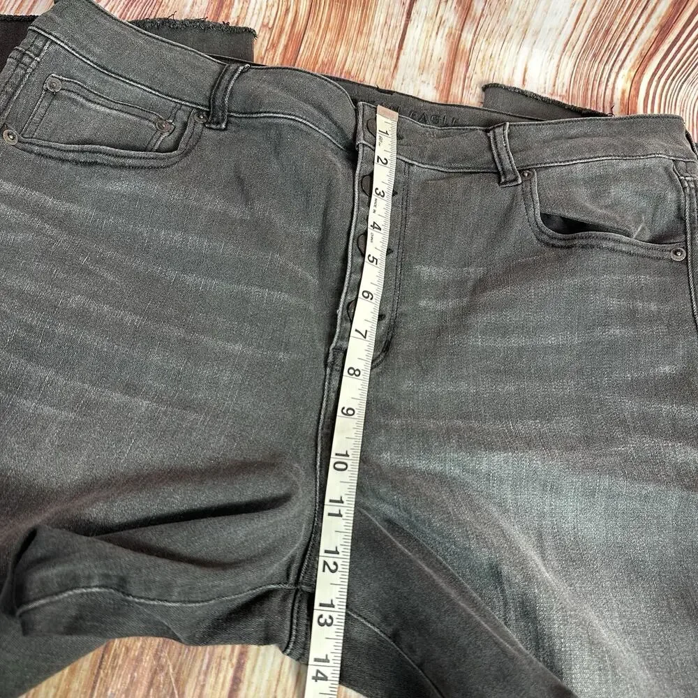 American Eagle HI RISE CROP FLARE Size 20 Short Black Jeans Denim Pants 37x23 - Picture 6 of 11